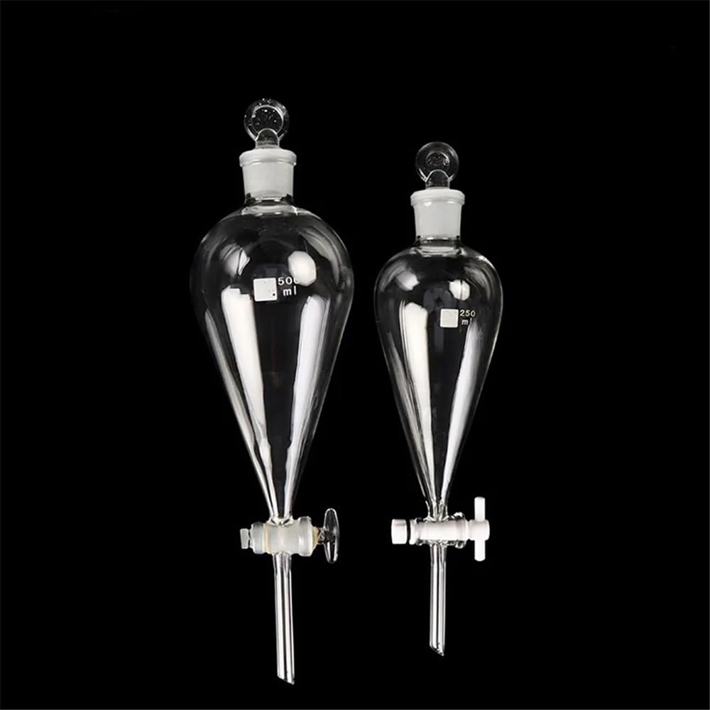 Vetreria da laboratorio Imbuto conico separatore piriforme con vetreria da laboratorio in vetro smerigliato 60/125/250/500/1000 ml(60ml(Glass Piston))