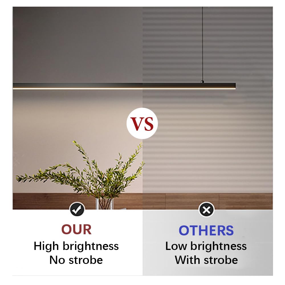 Lampadario lineare a Sospensione Nero, lampadario da soffitto a LED per Isola Cucina, apparecchio di Illuminazione a Striscia Lunga per Tavolo da Pranzo, lampadari per Ufficio.