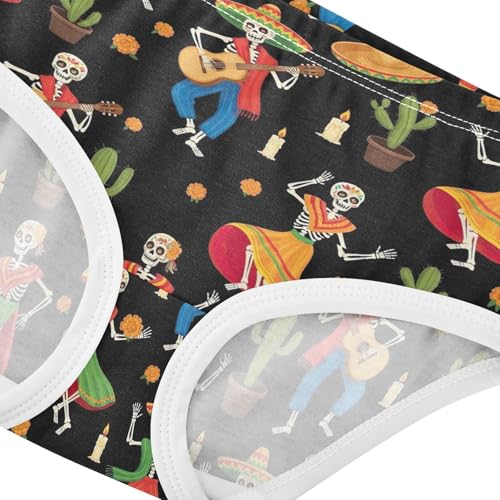 Joisal Cotton Toddlers Underwear Floral Festive Cactus Skeleton Little Girl Panties Print Briefs Undies Kids 2t4
