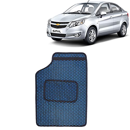 Image of Kingsway Dotted Design Car Floor Foot Mats Universal Fit for Chevrolet Sail, Model Year : 2010-2016, Water and Dustproof, Color Blue, Set of 5 Pieces