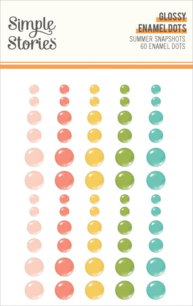 Simple Stories Summer Snapshots Enamel Dots Embellishments-Glossy