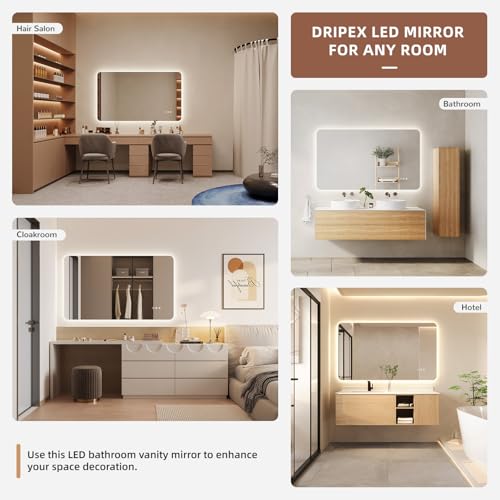 Dripex LED Bathroom Mirror with Lights, 700 * 1200 MM Light up Backlit Mirror Bathroom Anti Fog Illuminated Mirrors Dimmable Switch with 3 Colors,Horizontal/Vertical - Cosy Home Interiors Dripex LED Bathroom Mirror with Lights, 700 * 1200 MM Light up Backlit Mirror Bathroom Anti Fog Illuminated Mirrors Dimmable Switch with 3 Colors,Horizontal/Vertical - Image 6