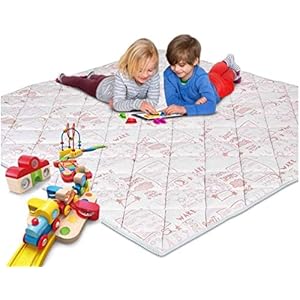 Evergreenweb Speelmat voor kinderen en baby’s, groot, 120 x 200 cm, kleur roze, vloerkleed, met zacht schuim, anti-allergische stof, opvouwbaar, wasbaar