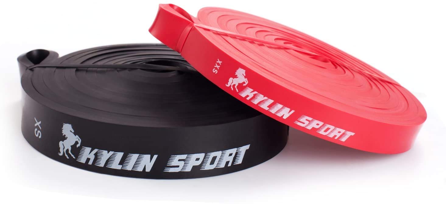 KYLIN SPORT Resistance Band Assisted Pull Up Bands Training Yoga Pilates Elastic Loop Stretch for Crossfit Gymnastics Power-Lifting (Red+Black)