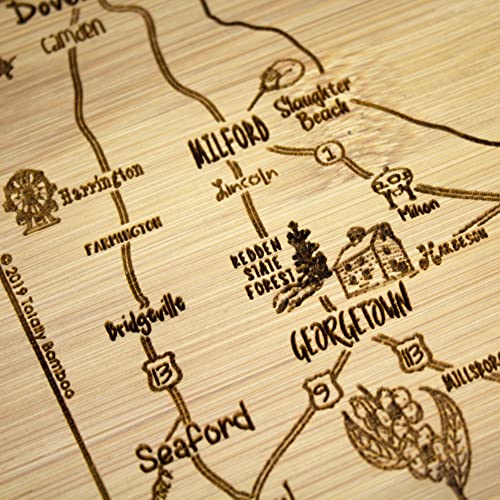 Image of Totally Bamboo A Slice of Life Delaware Engraved Map Cutting Board