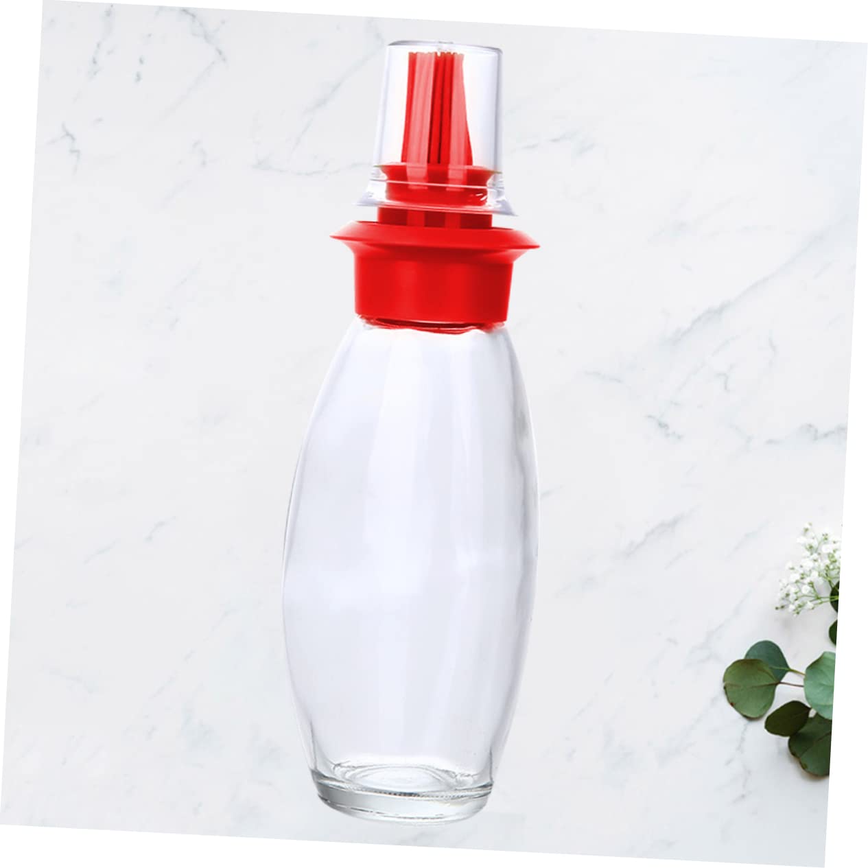 SOLUSTRE 1pc Silicone Oil Brush with Bottle Non Slip Design for Even Oil Distribution for Baking Barbecue Easy to Clean Store Red Color for Kitchen Use
