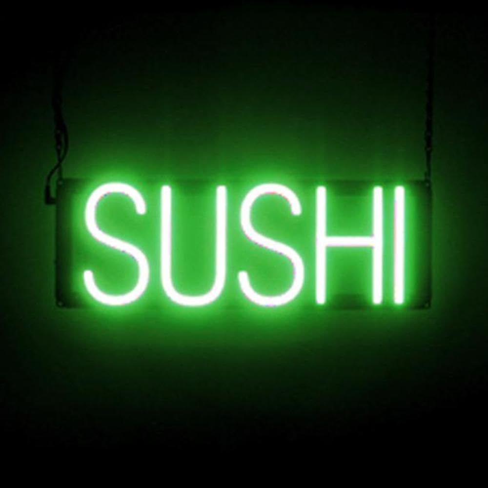 SpellBrite LED Neon SUSHI Sign for Business - Green, 18" x 6"