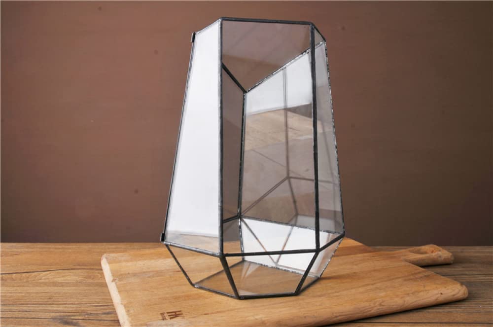 Czarne geometryczne szklane pudełko na karty ślubne, duże, ręcznie wykonane dwustronne pudełko otwierane z pokrywą do ekspozycji pamiątkowej, koperty, tylko szklane pudełko