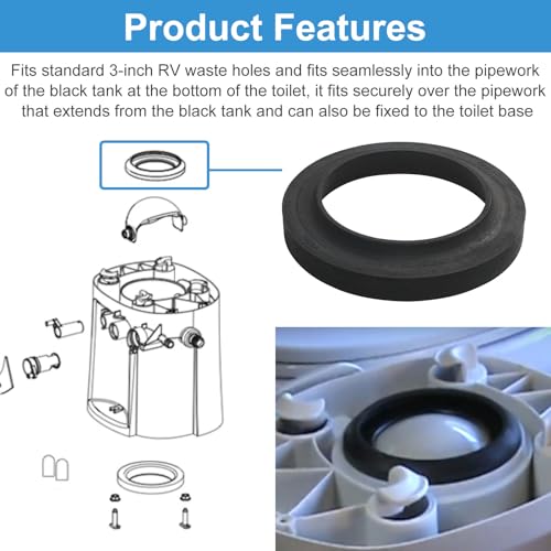 Image of 33239 RV Toilet Seal 3 Inch Replacement for Thetford, RV Toilet Parts for Camper Trailer and Most Standard 3 Inch Toilet Closet Flange Seal Repair kit
