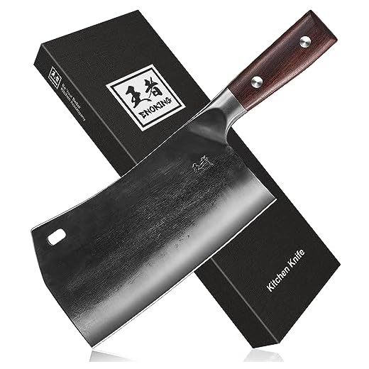 ENOKING Cleaver Knife, 7.5 Inch Hand Forged Meat Cleaver Heavy Duty Bone Chopper German High Carbon Stainless Steel Butcher Knife with Full Tang Handle for Home Kitchen and Restaurant, Ultra Sharp