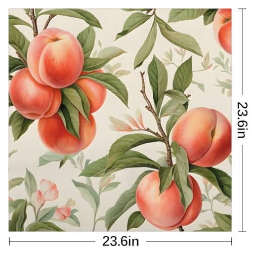 Silk Scarf for Women, Peaches Fruits Flowers Breathable Hair Scarf, Square Neckerchief2