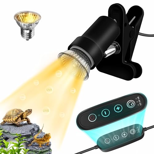 GOZILLA Reptile Heat Lamp, Turtle Lamp Timing & Dimming Cycle Timer, Turtle Light 50W UVA/UVB Reptile Light Bulb for Amphibian and Reptile Tanks, Terrariums, Cages.(Black)