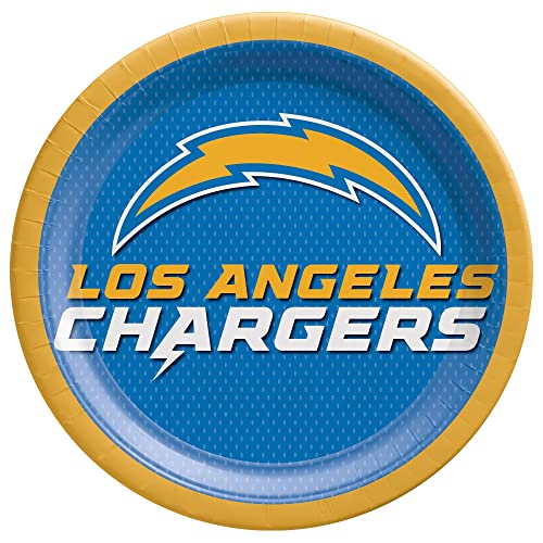 Amscan Los Angeles Chargers Round Plates - 9" (Pack of 8) - Vibra...