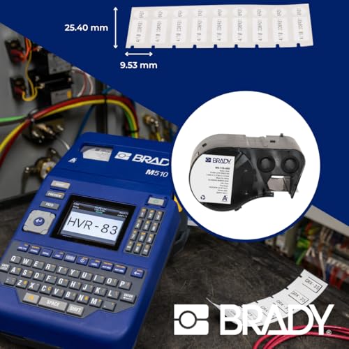 Image of Brady Authentic (M5-118-499) Aggressive Adhesive Multi-Purpose Nylon Label 0.375 x 1 x 0.375 Dia Black on White, 240 Labels. for use with the BMP51 and M511 Label Printers