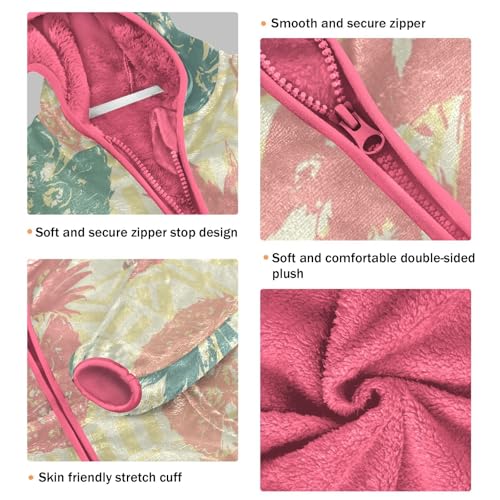 OTVEE Vintage Red Blue Abstract Pineapple Kids Hoodie Jacket Fall Spring Full Zip Warm Outwear Coat3