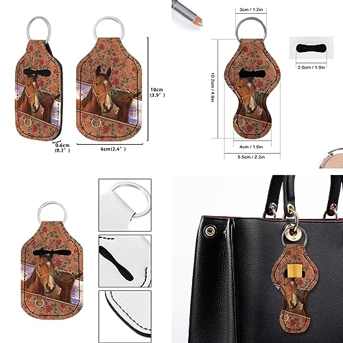 doginthehole Travel Bottle Keychain Holders Set of 4Pcs Leather Wristlet Keychain Chapstick Holder Lipstick Sleeve Pouch3