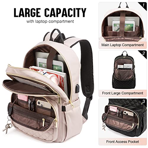 LOVEVOOK-Laptop-Backpack-for-Women-Quilted-Laptop-Bag-Travel-Backpack-Purse-With-Anti-Theft-Zipper-Stylish-156-Inch-Work-Computer-Bags-College-School-Bookbag-with-USB-Charging-Port-Nude-Pink
