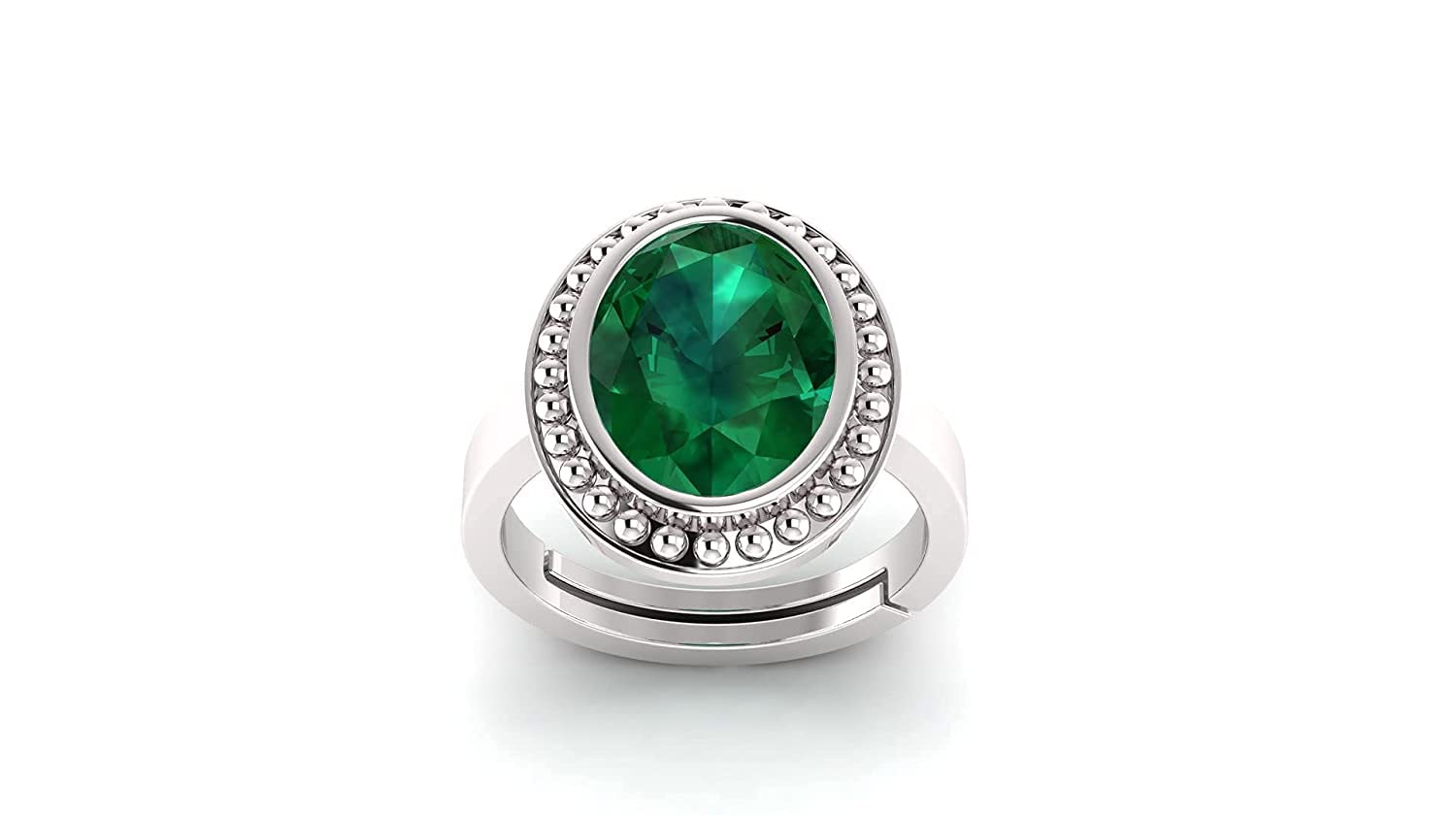 Sidharth Gems Mens/Womens Emerald Adjustable Silver Panna Ring Certified Loose Gemstone (Green, 8.25 Ratti (B09TWST941) Amazon Price History, Amazon Price Tracker