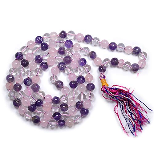 Image of Reiki Crystal Products Natural Reiki Feng-Shui Mala Necklace 6 mm Crystal Stone 108 Bead Jaap Mala for Men and Women