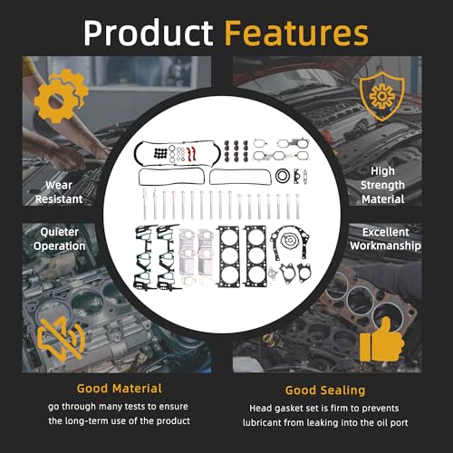 Image of Head Gasket Set with Bolts, 3.4L, Compatible with Chevy Equinox 2005-2009, for Pontiac Torrent 2006-2009, ES72892 HS9071PT-3, 3.4L V6 OHV, VIN F(74pcs)