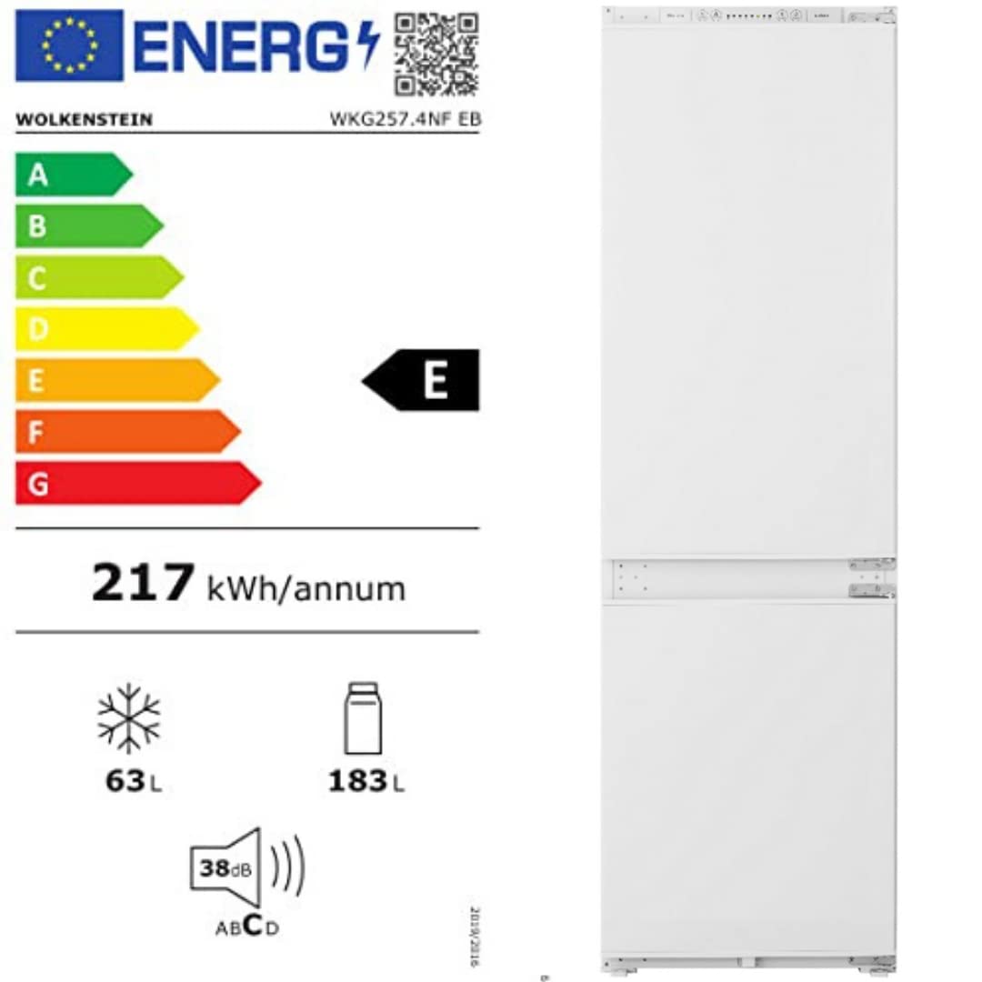 Wolkenstein WKG257.4NF EB Einbau Kühl-Gefrierkombination 246l Kühlen 63l Gefrieren LED Kühlschrank integrierbar No Frost wechselbarer Türanschlag leise