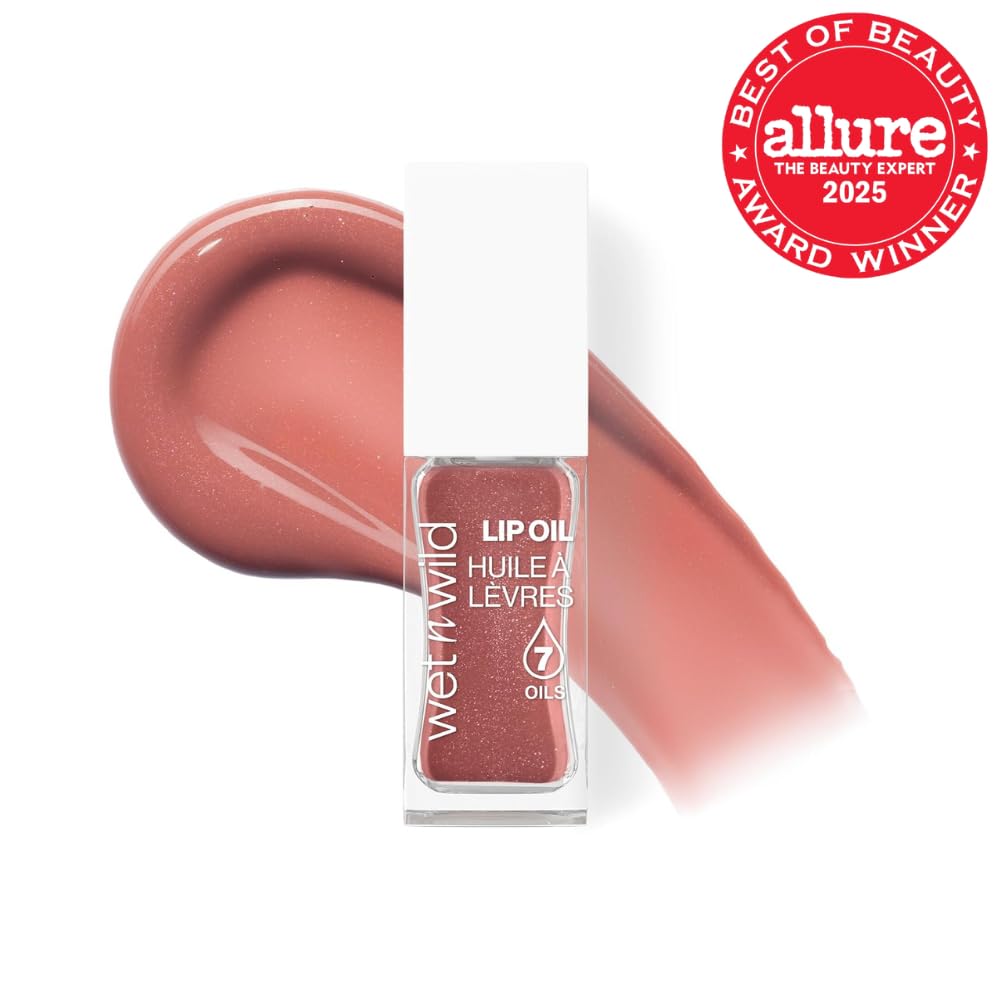 wet n wild Lip Oil - Lightweight, Non-Sticky, Hydrating & Nourishing Formula with Marula & Jojoba Oils, Vegan & Cruelty-Free - Cocoa Rose