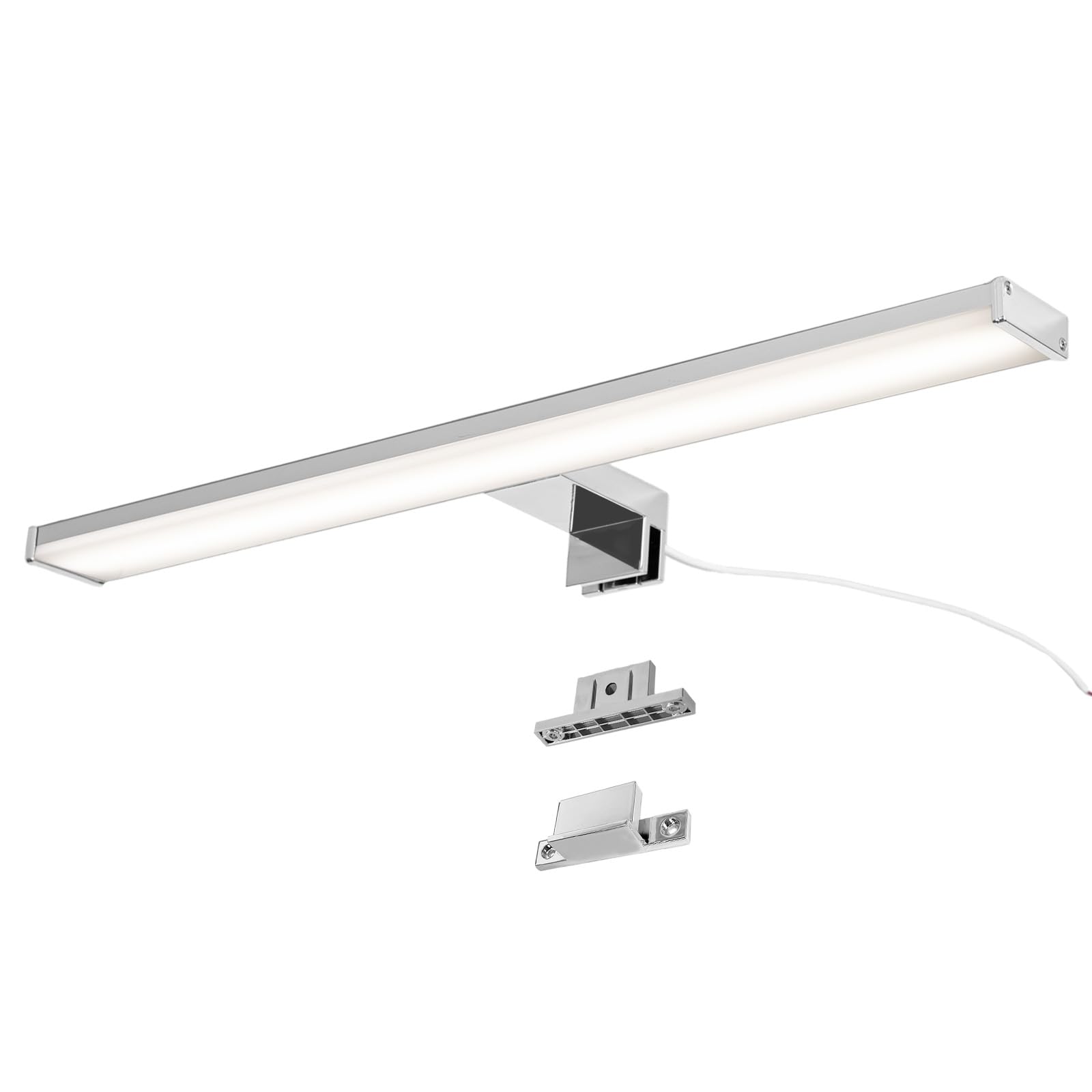 Alpinaluz Lampa ścienna LED do lustra łazienkowego, neutralne białe światło, 4000 K, IP44, aluminiowa obudowa i chromowany uchwyt z poliwęglanu, montaż na ścianie lub szafce (50 cm, 12 W)