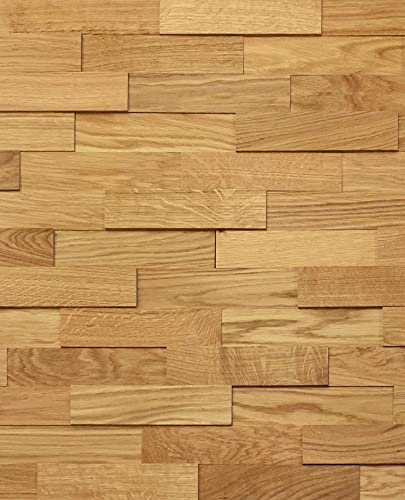 wodewa Paneles de Madera Para Pared Roble Natural I 1m² Revestimiento de Paredes 3D Panel Decorativo Madera Interior Sala de Estar Cocina Dormitorio Mural I Engrasado