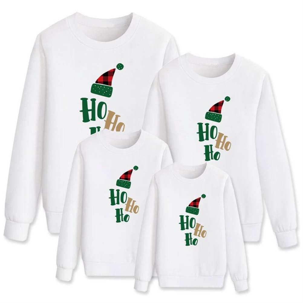 Sweat-shirt Mère Et Enfants Imprimé Noël - Col Rond Manches Longues, Polyester Doux, Pour Photos De Famille - 3