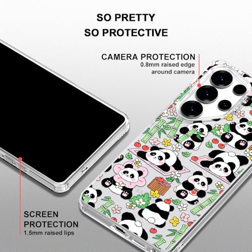 MOSNOVO for Samsung Galaxy S25 Ultra Case, Shockproof Military-Grade Protection 6.6ft Drop Tested, Clear Phone Case for Galaxy S25 Ultra, Kawaii Panda Garden Design by MOSNOVO - Used condition - Image 4