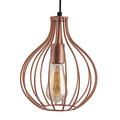 Image of Homesake Copper Vintage Edison Filament E27 Hanging Ceiling Light for LED /Filament Bulb, Decorative Urban Retro Lighting (Rose Gold)
