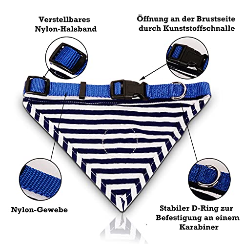 MEGA NOCKO Bandana Halstuch für Hunde und Katzen, gestreift Segeln Anker stabiles Hundehalsband Nylonhalsband waschbar mit Verstellbarer Halsgröße Pet Katzenhalsband in rot oder blau