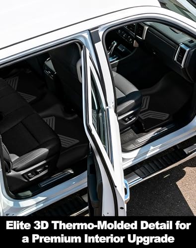 Image of Color TPE Floor Mats 2019-2026 for Chevrolet Silverado /GMC Sierra 1500 & 2500HD /3500HD 2020-2026 | Crew Cab | Without Rear Underseat Storage | All-Weather Floor Liners Full Set, Titan Gray