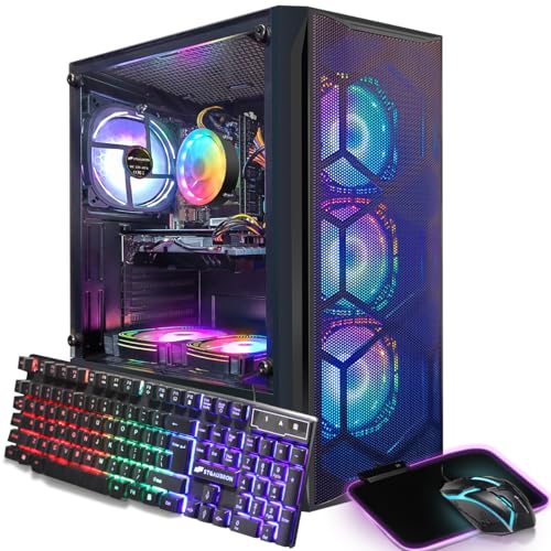 STGAubron Gaming PC Desktop, Intel Core i7 up to 3.9G, Radeon RX 580 8G, 16GB RAM, 1T SSD, WiFi, BT 5.0, RGB Fan x 6, Windows 11 Home