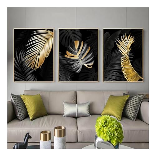 Tableaux feuilles d'arbre or noir pour créer une ambiance sereine et moderne