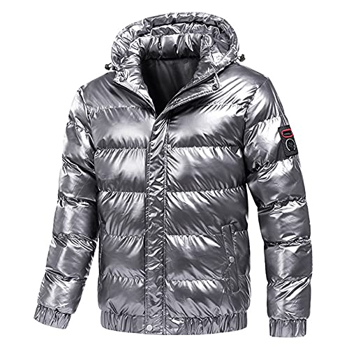 Vestes de pluie chaudes pour hommes en coton gris XXXXL avec fermeture éclair