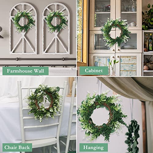 Acmee Set Of 4 Eucalyptus Candle Rings For Pillar - Artificial Greenery Candle Wreaths Green Leaves Farmhouse Wreaths For Wall Window Cabinet Wedding Home Centerpiece Decor #TOP4
