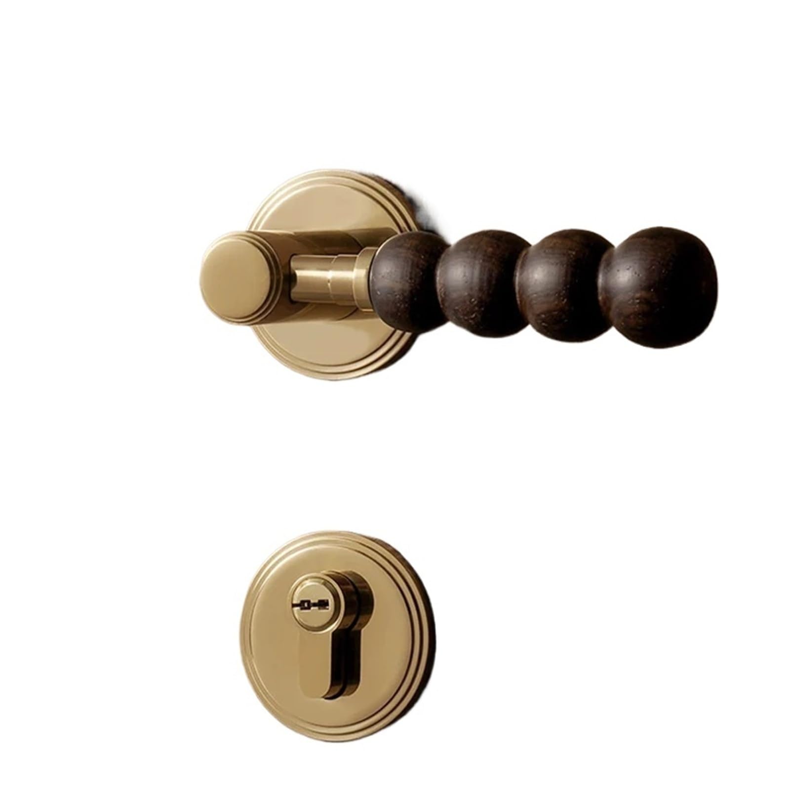 FBXRXZFPJ Brass Door Handle Lock Set Walnut Silent(Blackwhite)