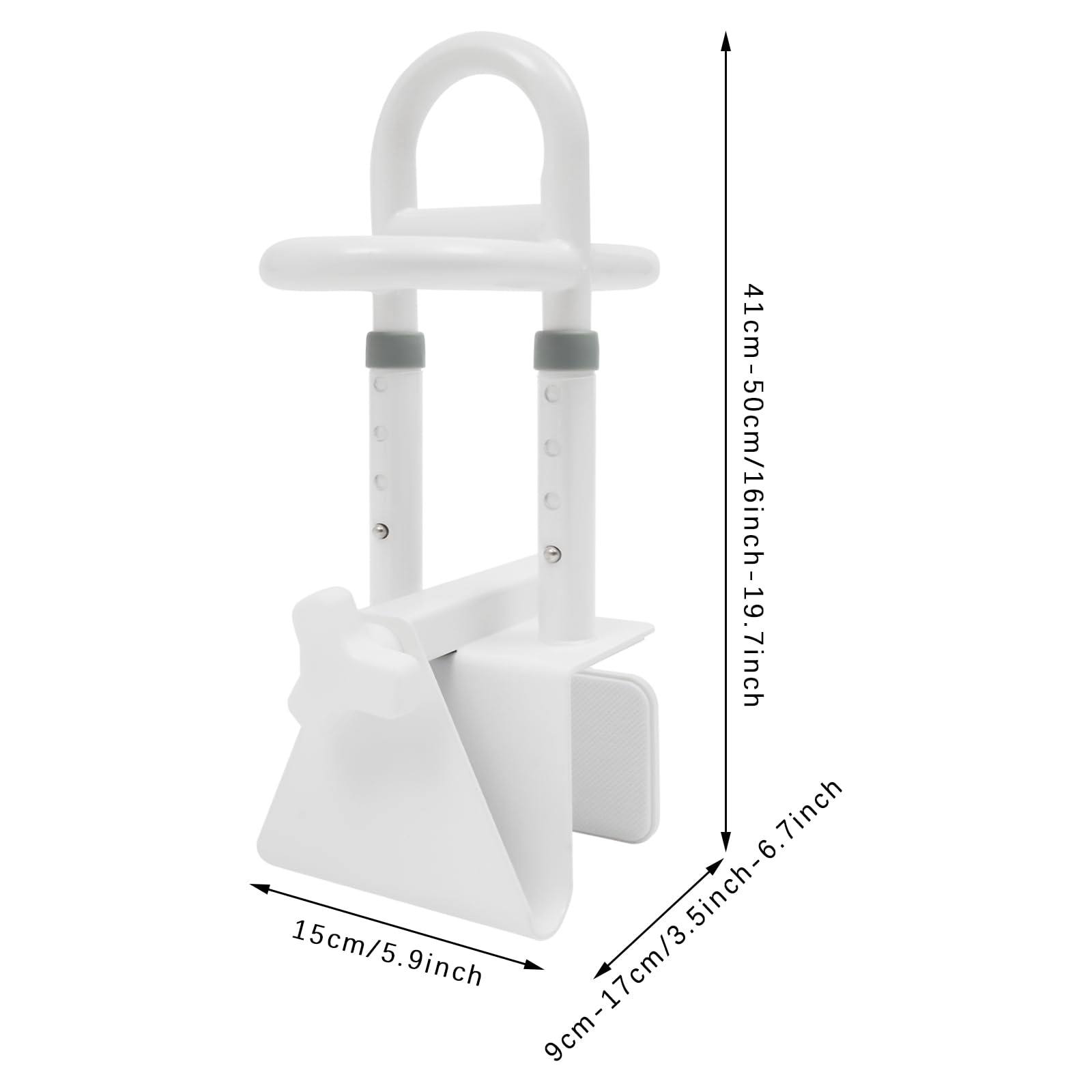 Asidero para bañera para personas mayores, mango de bañera sin taladrar, mango triple, barra de seguridad de hasta 136 kg, color blanco