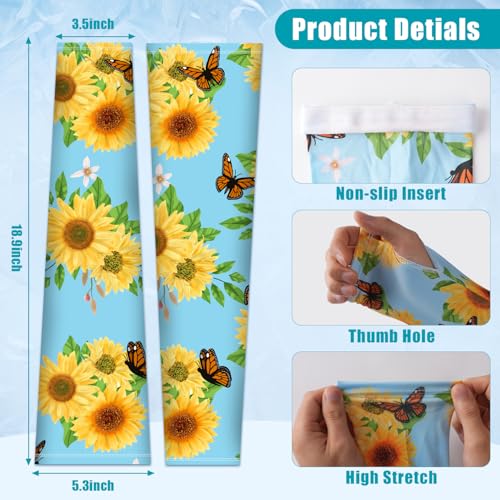 Image of Bebila Gardening Sleeves for Women Farm UV Sun Protection Anti-Scratch Cooling Sleeves with Thumb Hole Arms Cover Outdoors