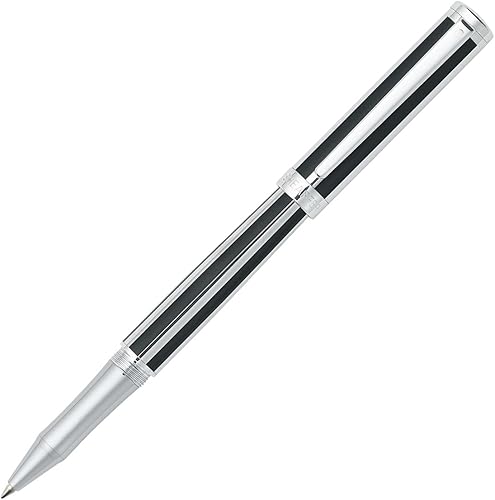 Sheaffer Bolígrafo de rayas con ribete de placa cromada, color negro azabache