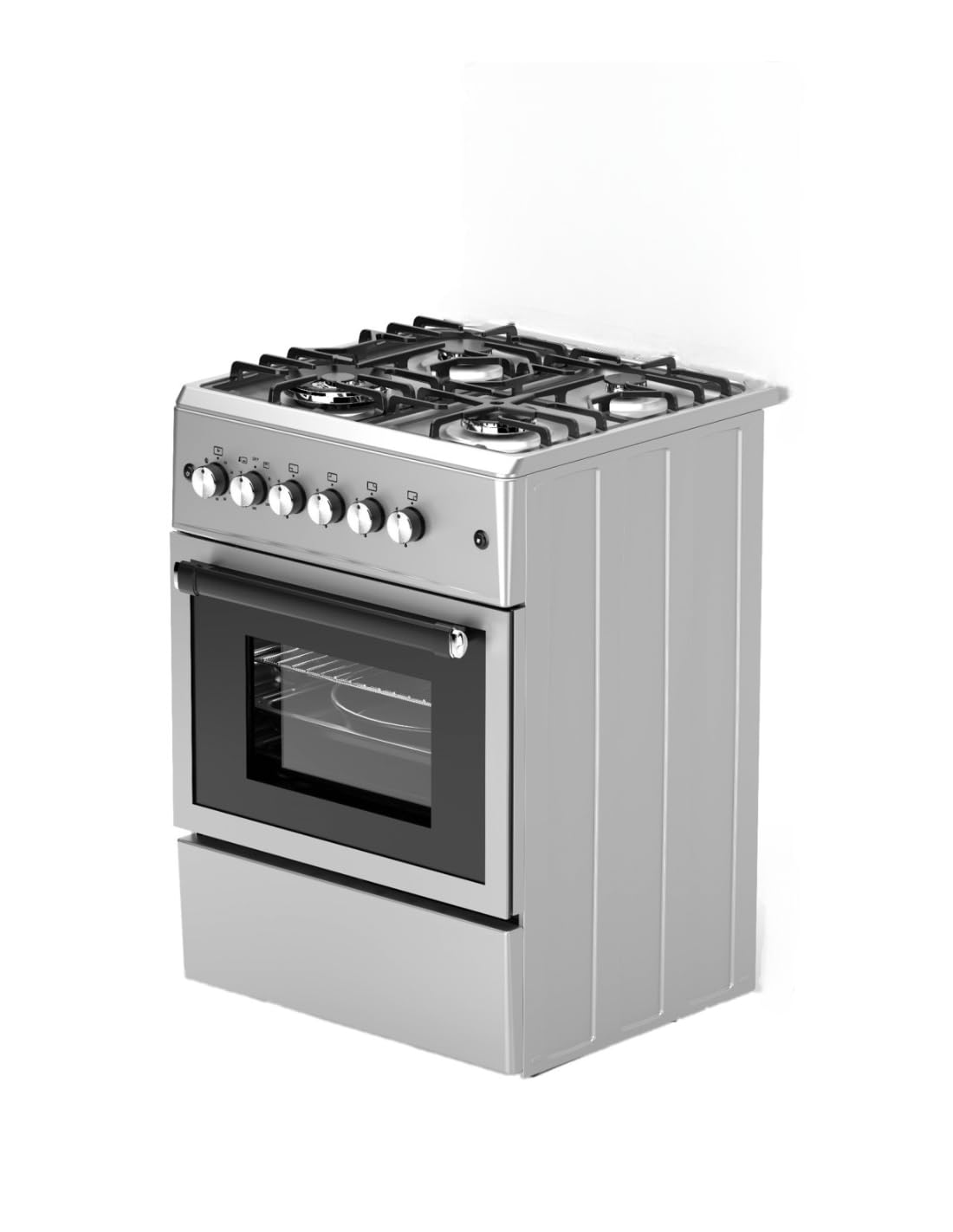 ALPHA Cuisinière à gaz VuLCANO LUX-60 Inox. Allumage automatique, Wok, ventilateur et minuteur. *Haut de gamme*