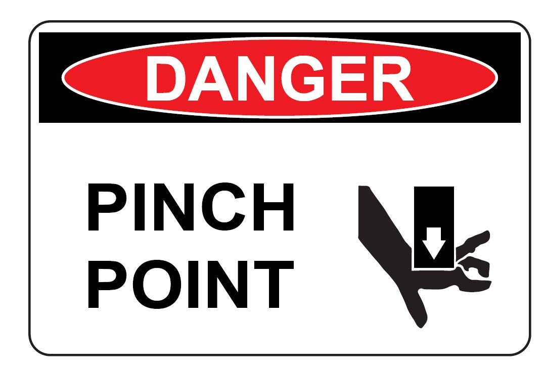 Roll Products 119-PPP-003A Black/Red/White Paper Labels 3"x2" Rounded Corners, Black/Red Imprint, Legend"Danger Pinch Point" with Logo - 3" core, 100/roll