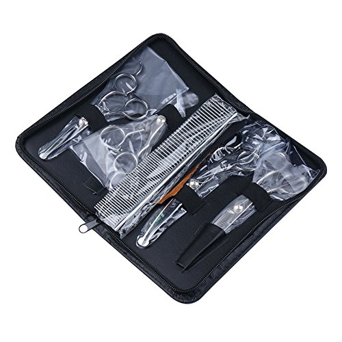 Dog Grooming Scissors Kit With Round Tip, Set Of 5 Cat Dog Scissors, Stainless Steel Pet Grooming Shears, Straight, Curved, Thinning Shears, Comb For Full Body, Face, Nose, Ear & Paw #TOP7