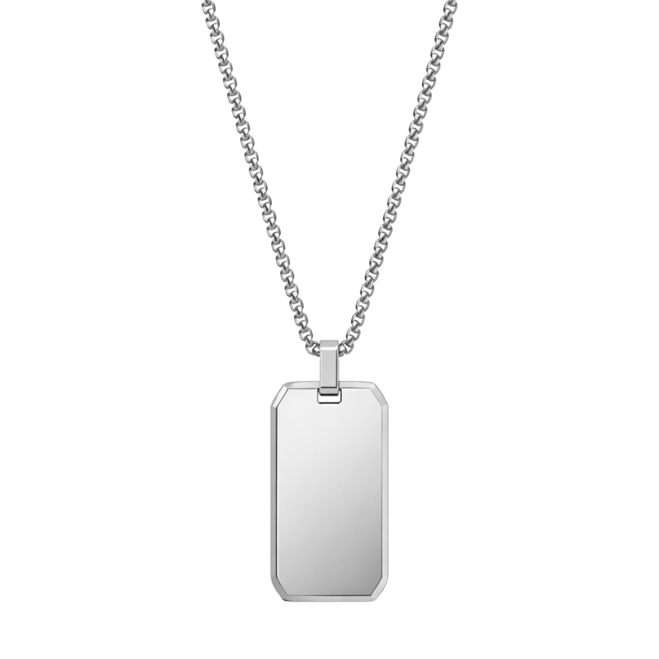 BEVELED DOG TAG - 20mm Pure Titanium Steel Pendant with 23inch Round Box 4mm Chain for Men & Boys-image-29