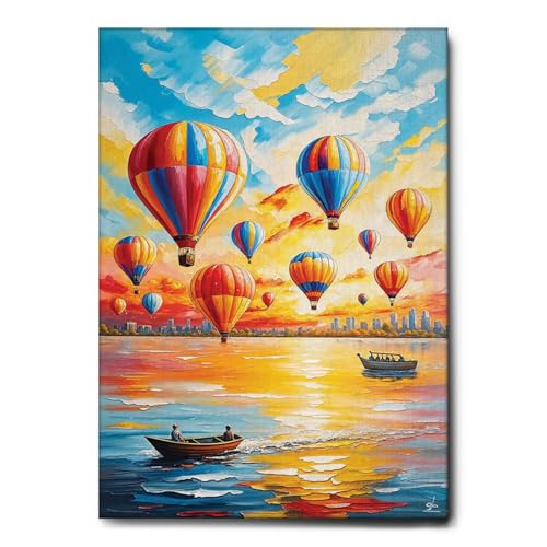 Montgolfières en impression sur toile Giallobus pour sublimer la déco d'un salon contemporain