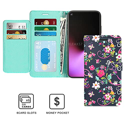 Coveron Wallet Pouch Designed For Google Pixel 5A Leather Case, Rfid Blocking Flip Folio Stand Phone Cover - Floral Design #TOP2