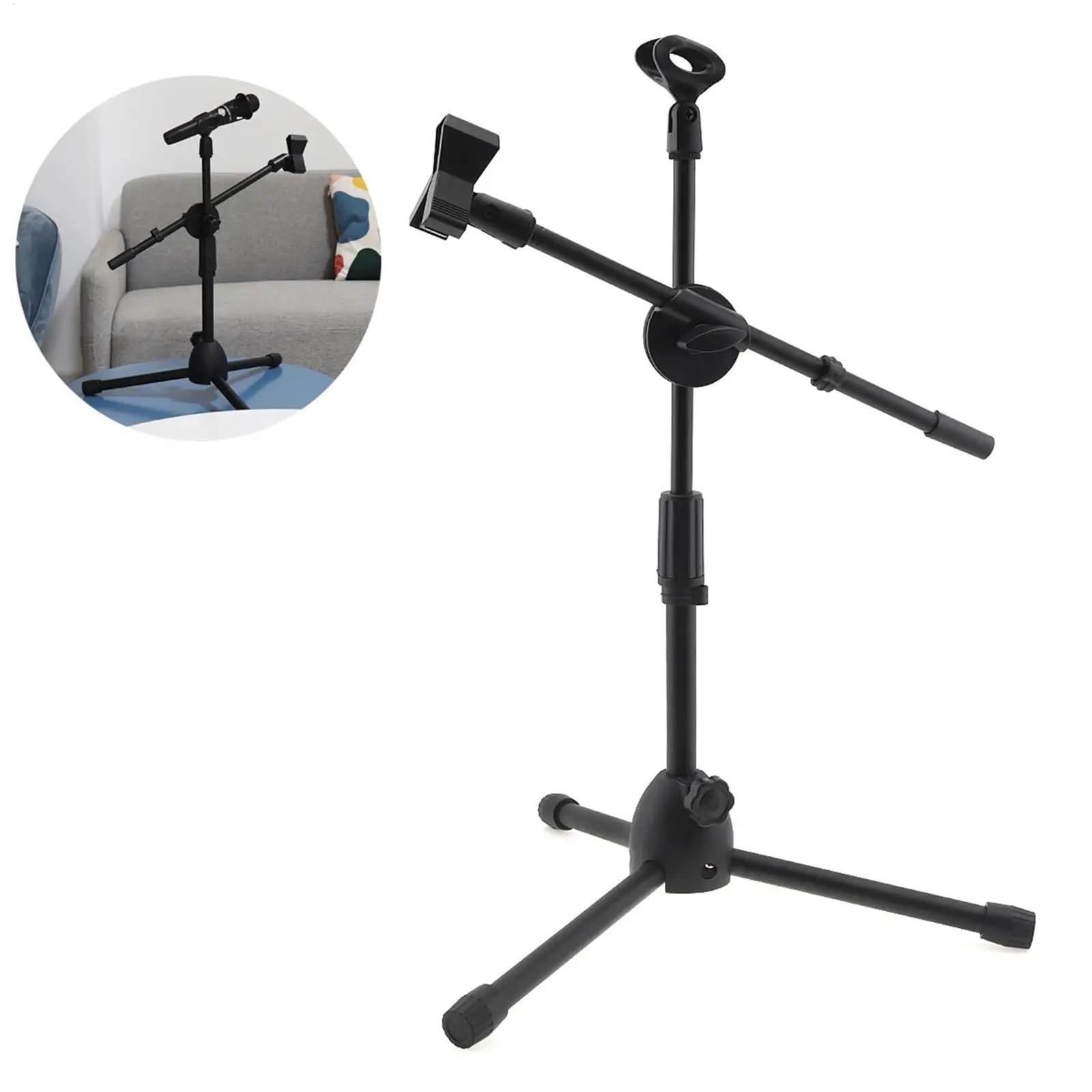 Support de microphone portable avec pinces col de cygne pour tablette et téléphone