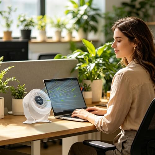 Petit ventilateur de bureau mural et compact avec tête rotative - 4