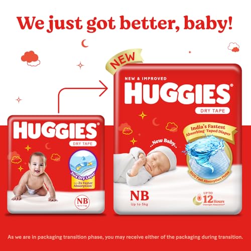 Image of Huggies Complete Comfort Dry Tape Newborn - (NB /XS) Size Baby Tape Diapers, Combo Pack of 2, 72 count, with 5 in 1 Comfort (36 Count, Pack of 2)